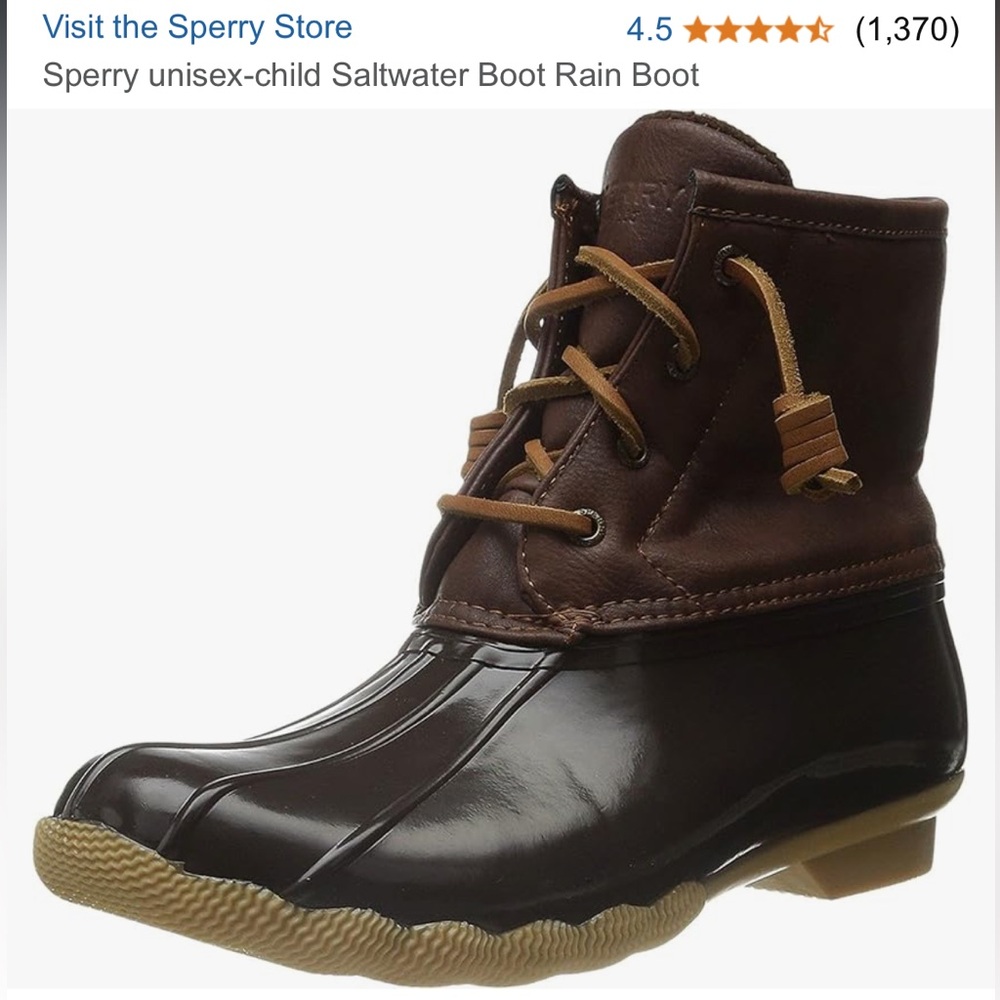 New in box kids size 3 Sperry Saltwater boots in brown